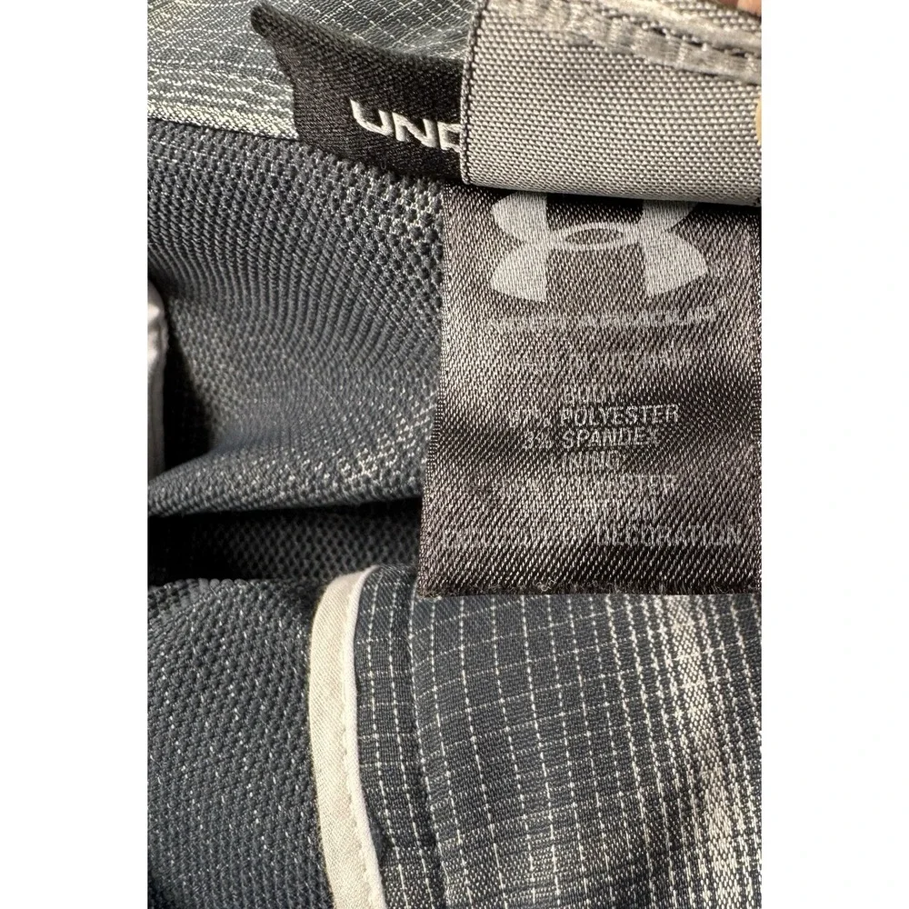 Under Armour Golf Shorts Men's 40 Loose Gray Plaid Performance Stretch Logo